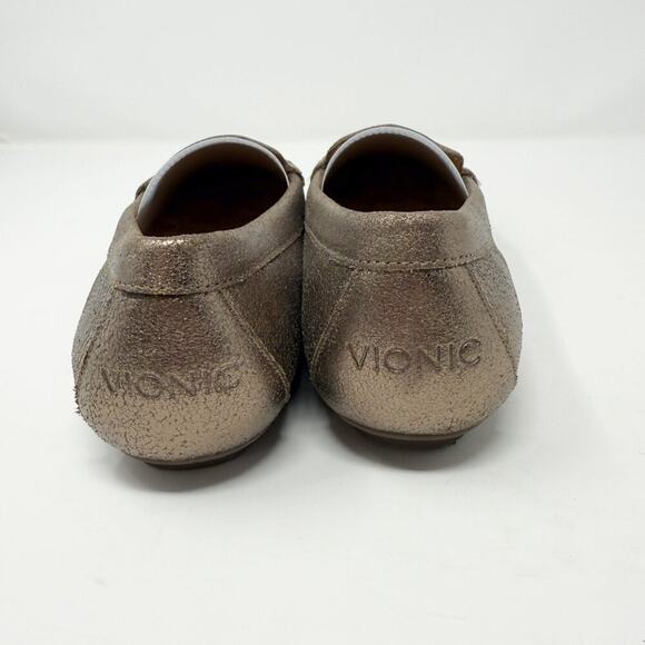 Vionic Metallic Gold Leather Debbie Loafers Comfort Shoes Size 8.5W Wide EUC - Picture 4 of 9